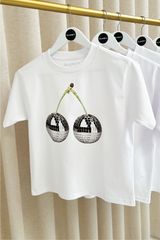 Mini disco cherry white printed t-shirt