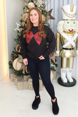 Bow black printed sweater