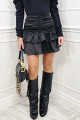 Holleigh Black ruched mini skirt
