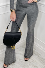 Parii black & Silver shimmer lorex flared trousers