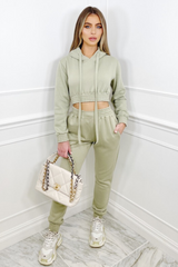 Alaska sage cropped hooded loungewear set