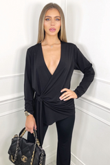 Willow black Tie front loungewear set