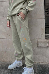 feed your heart premium sage printed sweater loungewear set