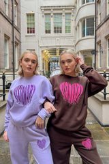 visionary lilac embroidered sweater loungewear set