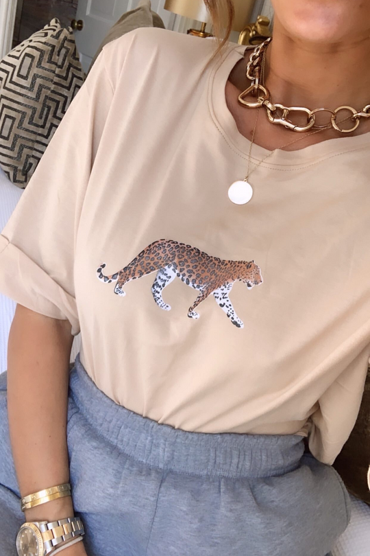ROMI Camel Oversized Tiger print T-Shirt