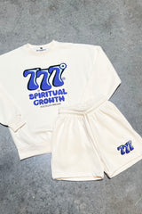 Spiritual Growth Ecru Printed sweater short loungewear set