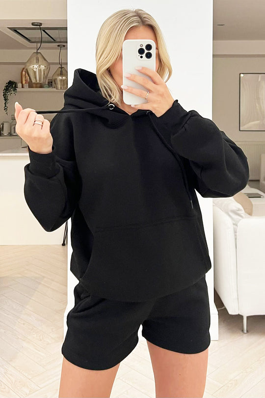 ophelia glamify essential black hoodie short set