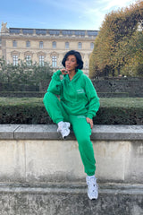 Health & Wealth embroidered Green hoodie set