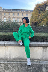 Health & Wealth embroidered Green hoodie set