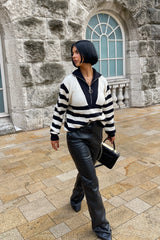 Larnie black faux leather straight leg trousers