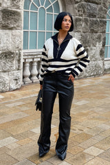 Larnie black faux leather straight leg trousers