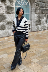 Larnie black faux leather straight leg trousers