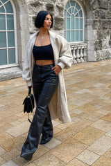 Larnie black faux leather straight leg trousers