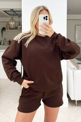 glamify chocolate essential sweater short set