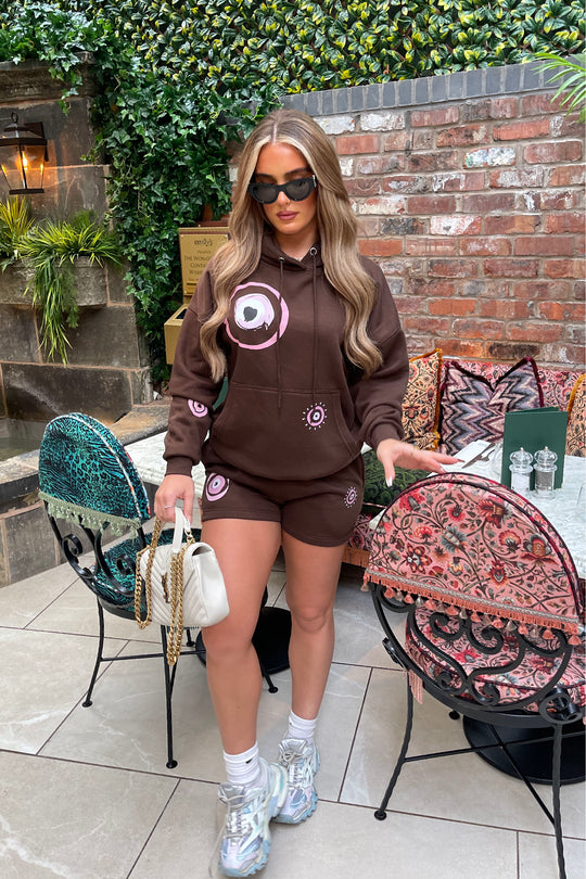 Evil Eye Chocolate Hoodie short loungewear set