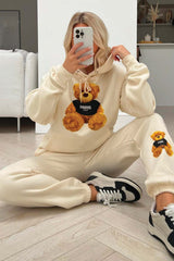Paris teddy ecru hooded loungewear set