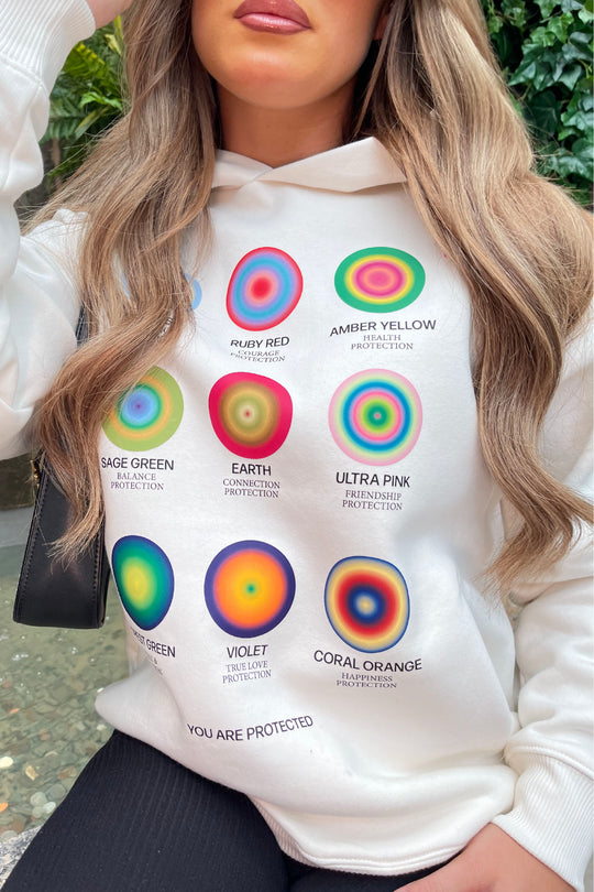 Protected Ecru premium printed hoodie