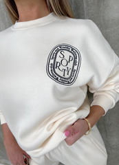 Ecru Sporty & Wealthy Badge embroidered sweater lounge set