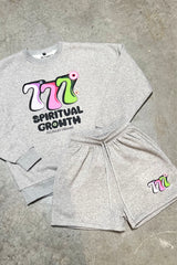 Spiritual Growth Grey Printed sweater short loungewear set