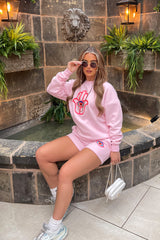 Hamsa Hand Pink sweater short loungewear set