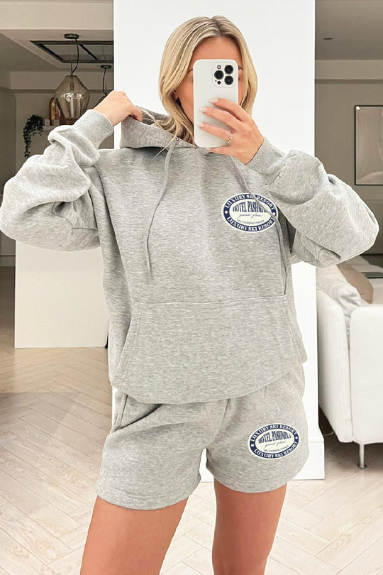 Hotel pashmina grey hoodie short loungewear set