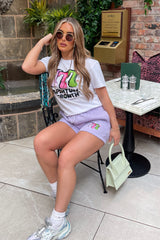 Spiritual Growth Lilac & White Printed short loungewear set