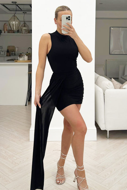 Nevaeh Black Drape Skirt Coord
