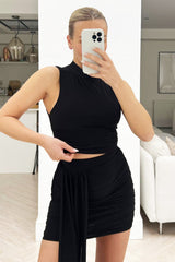 Nevaeh Black Drape Skirt Coord