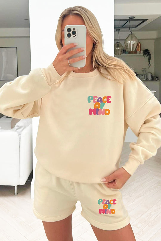 peace of mind ecru sweater short loungewear set