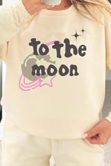 To the moon ecru sweater short loungewear set