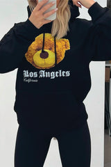 Los Angeles teddy black printed hoodie