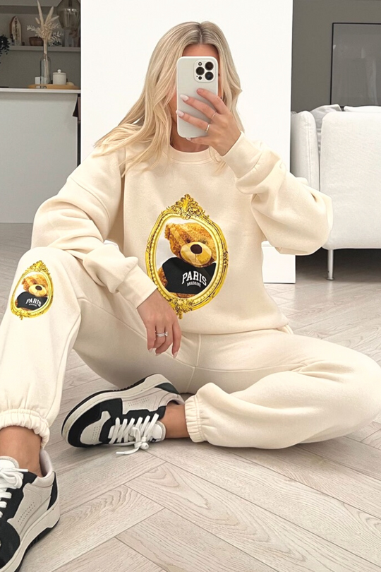 Mirror teddy ecru sweater loungewear set