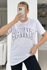Saint white & black printed tee