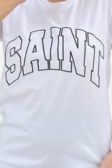 Saint white & black printed tee