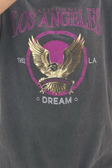 Los Angeles grey & gold acid wash premium printed tee