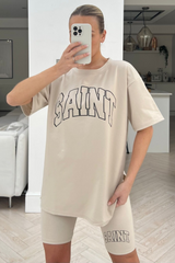 Saint stone printed cycling short co-ord