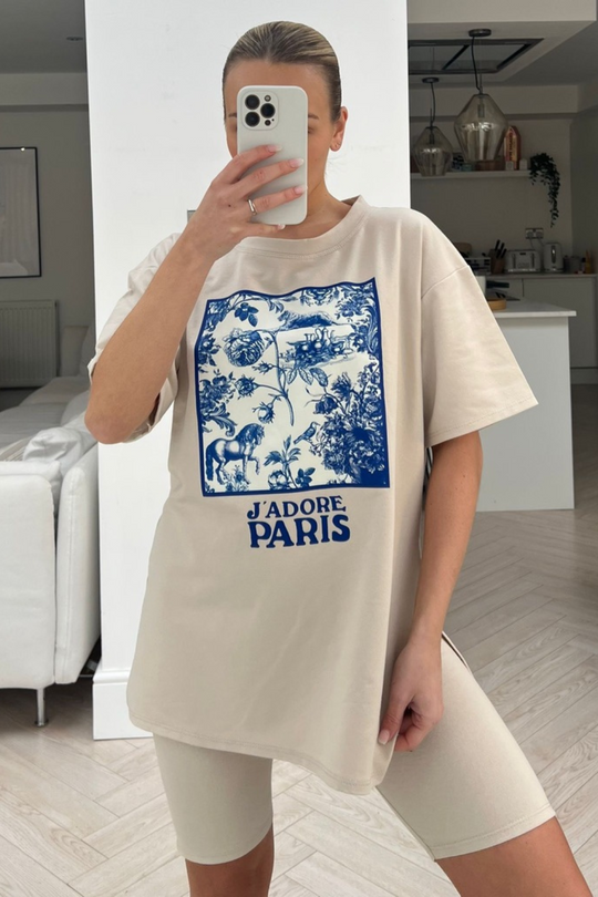 Jadore paris floral stone printed cycling short co-ord