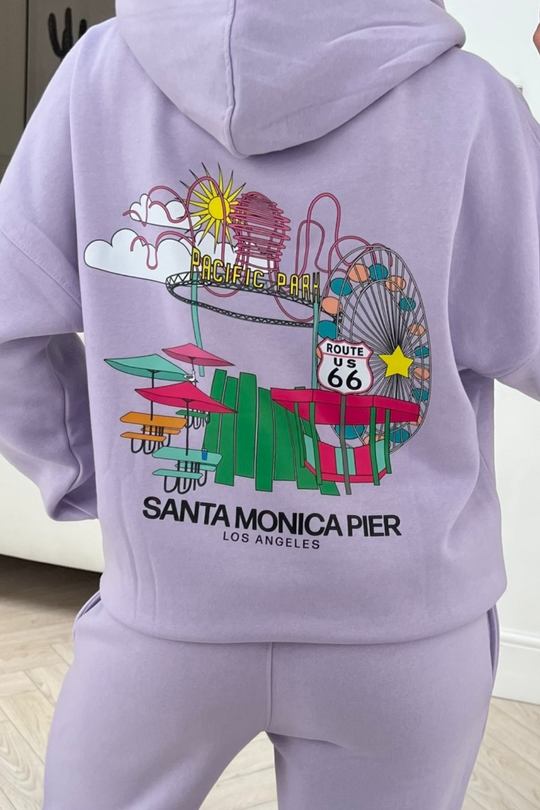 Santa Moncia lilac printed hooded loungewear set