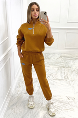 Sunshine Coast tan 3/4 zip jogger lounge set