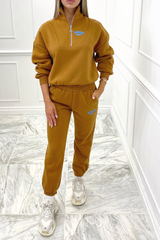 Sunshine Coast tan 3/4 zip jogger lounge set