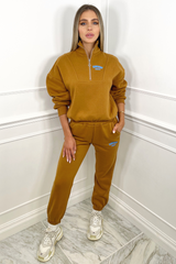 Sunshine Coast tan 3/4 zip jogger lounge set
