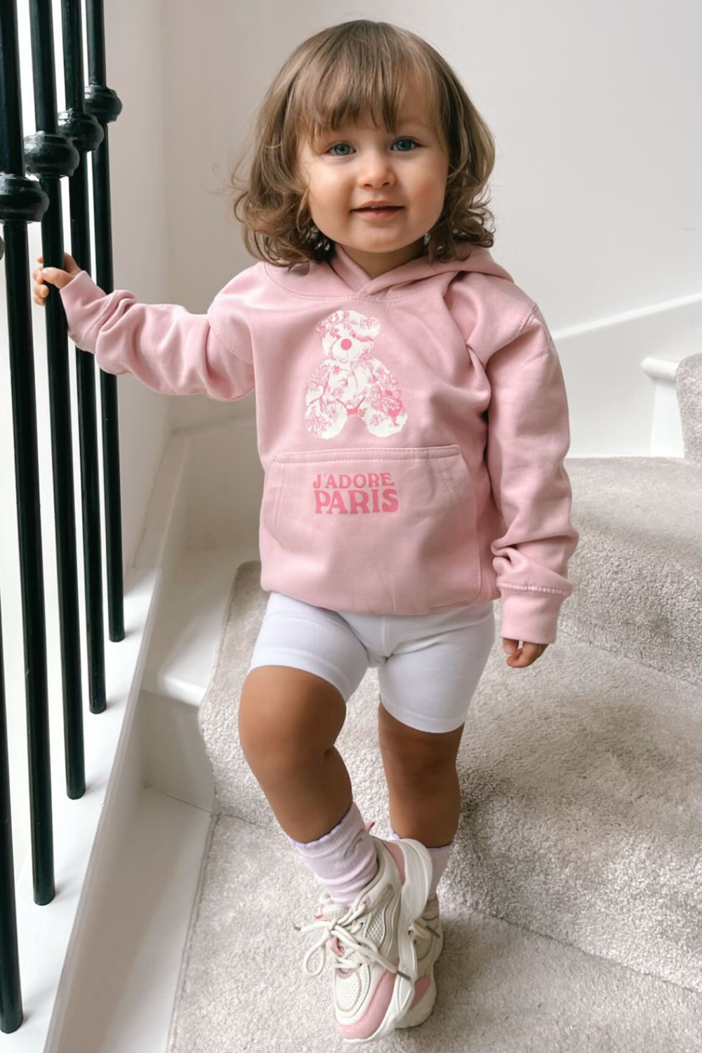 Baby Pink Jadore Paris Teddy printed Hoodie – Glamify Famous For