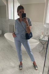 Stella Powder Blue V Neck Loungewear Set