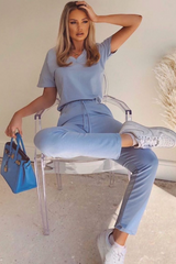 Stella Powder Blue V Neck Loungewear Set