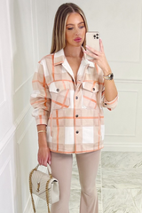 Marnie beige checkered shacket