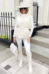 Macy Cream belted puffer Gilet