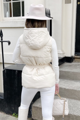 Macy Cream belted puffer Gilet