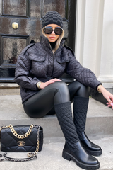 Petra Black Sock Knee High Boots