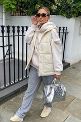 Macy Cream belted puffer Gilet