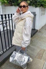 Macy Cream belted puffer Gilet